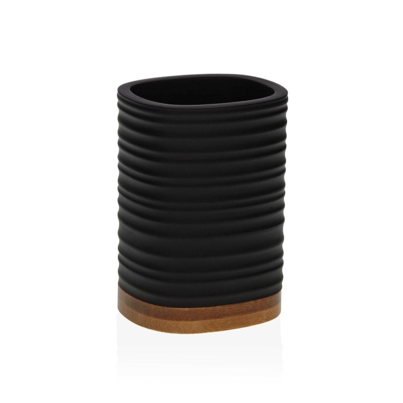 Portaspazzolini da Denti Versa Nero Resina Bambù 7,6 x 10,6 x 6,7 cm Portaspazzolini da Denti Versa Nero Resina Bambù 7,6 x 10,6 x 6,7 cm