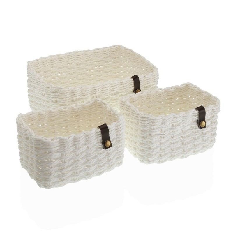 Set di Cestini Versa 19 x 12 x 26 cm Bianco Set di Cestini Versa 19 x 12 x 26 cm Bianco