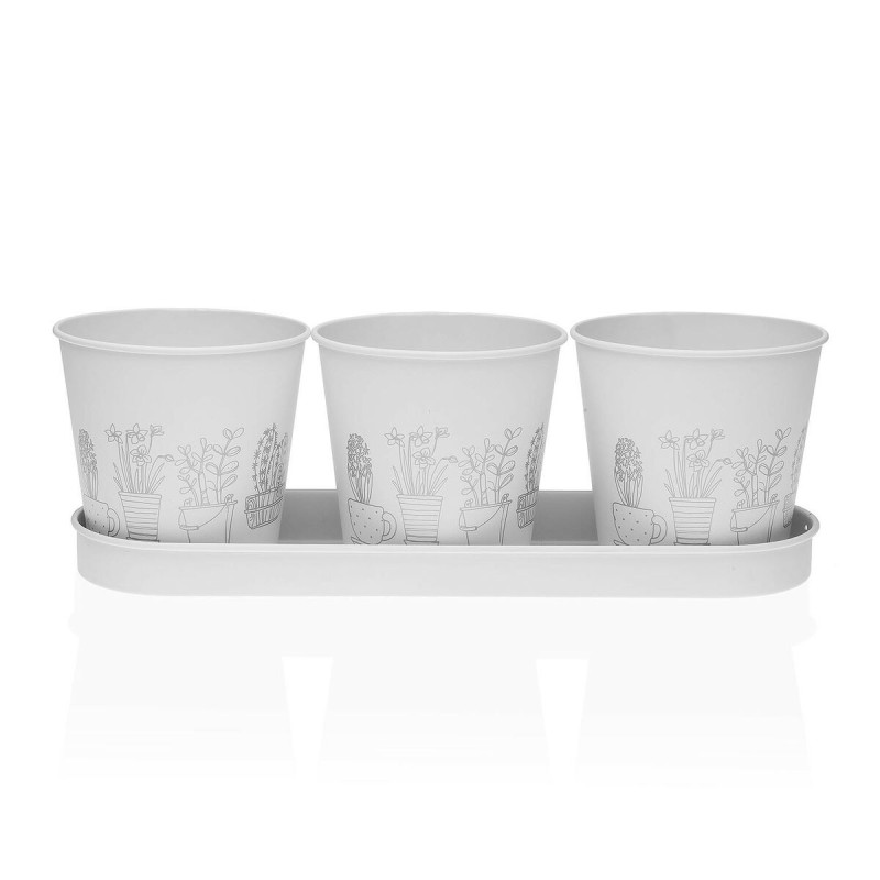 Vaso Versa Bianco Triplo Metallo (11 x 33 cm) Vaso Versa Bianco Triplo Metallo (11 x 33 cm)