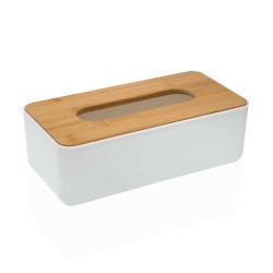 Scatola per fazzoletti di carta Versa Bambù polipropilene 13,1 x 8,6 x 26,1 cm Bianco