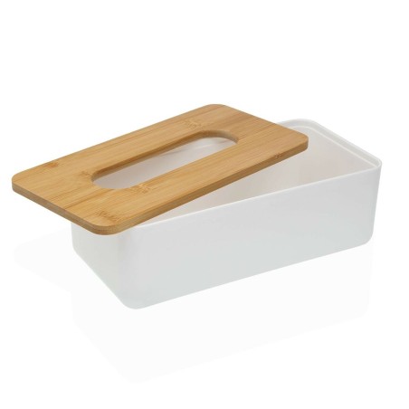 Scatola per fazzoletti di carta Versa Bambù polipropilene 13,1 x 8,6 x 26,1 cm Bianco