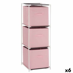 Scaffale Bianco Rosa polipropilene Ferro TNT (Non Woven) 35 x 35 x 102 cm (6 Unità)