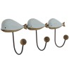 Appendiabiti da parete Home ESPRIT Bianco Blu cielo Metallo Legno di paulownia Balena 45 x 10 x 17,5 cm (2 Unità)