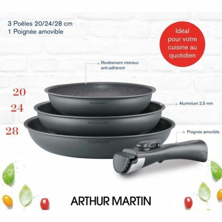 Batteria da Cucina Arthur Martin AM521 Grigio 4 Pezzi