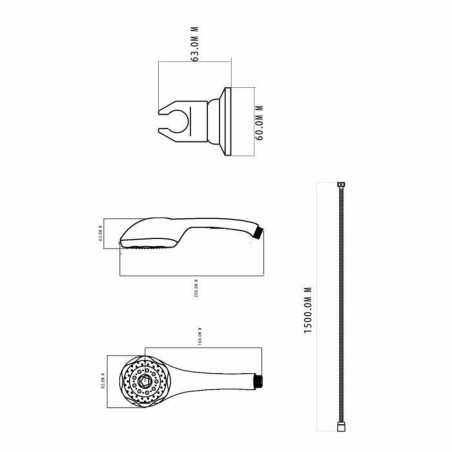 Un doccino con tubo per dirigere il getto Rousseau Heko Stop'O Grigio Acciaio inossidabile 150 cm 5 Posizioni