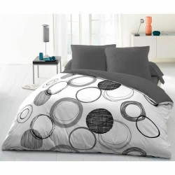 Set di Lenzuola HOME LINGE PASSION Bianco Grigio Grigio chiaro 220 x 240 cm Cerchi