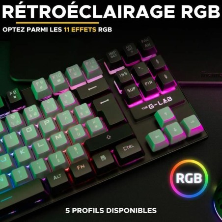 Tastiera The G-Lab KEYZ CAESIUM Nero Grigio Azerty Francese