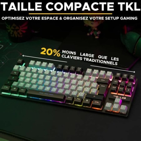 Tastiera The G-Lab KEYZ CAESIUM Nero Grigio Azerty Francese