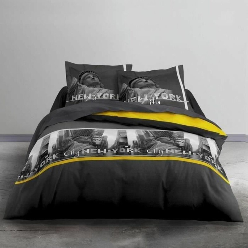 Set di Lenzuola TODAY Nero Giallo Letto matrimoniale 220 x 240 cm Set di Lenzuola TODAY Nero Giallo Letto matrimoniale 220 x 240 cm