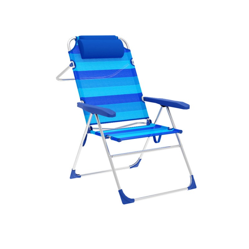 Marbueno Sedia Pieghevole 5 Posizioni Alluminio con Cuscino Righe Blu Spiaggia e Piscina 67X66X99 cm 10246 Marbueno Sedia Pieghevole 5 Posizioni Alluminio con Cuscino Righe Blu Spiaggia e Piscina 67X66X99 cm 10246