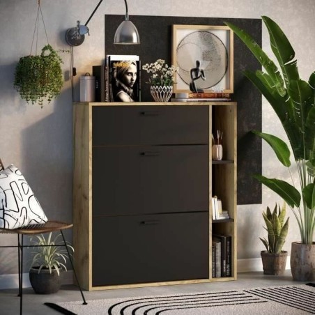 Scarpiera Leona Marrone Rovere Melammina 90 x 25 x 102 cm