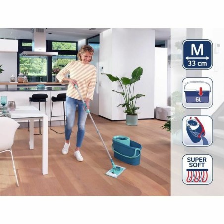 Mop with Bucket Leifheit 52120 Grigio 6 L Metallo (3 Pezzi)