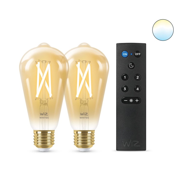 Lampadina Intelligente Wiz ST64 E27 50 W Multicolore Dorato 7 W 640 lm (2 Unità)