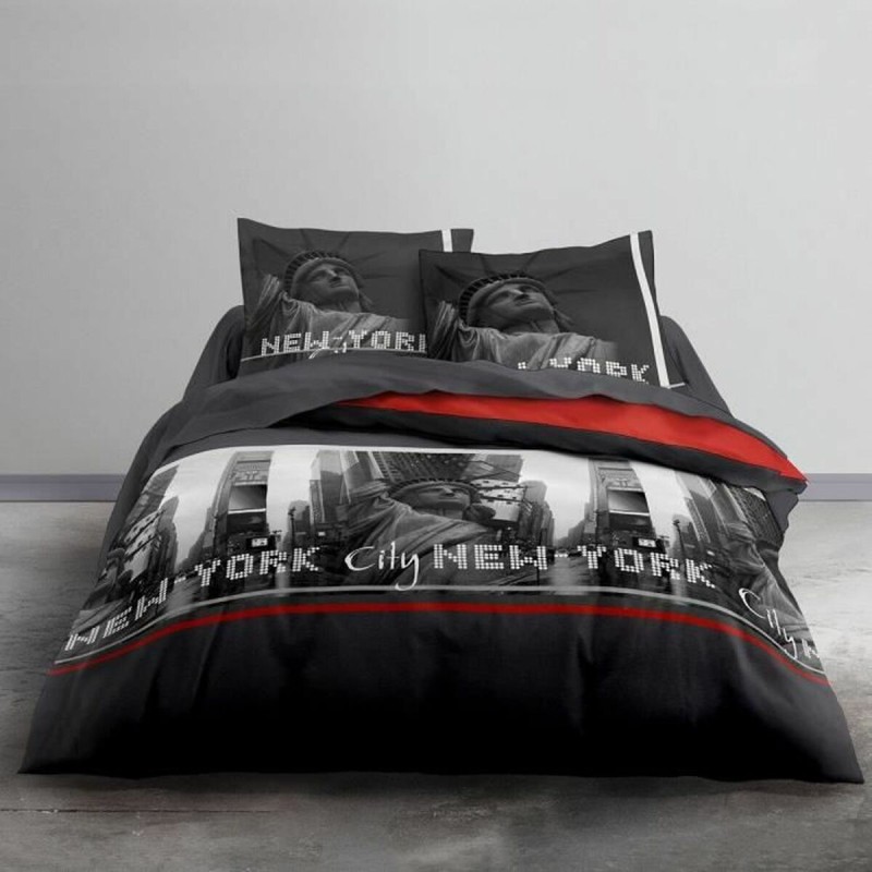 Set di Lenzuola TODAY Nero Rosso 140 x 200 cm Set di Lenzuola TODAY Nero Rosso 140 x 200 cm