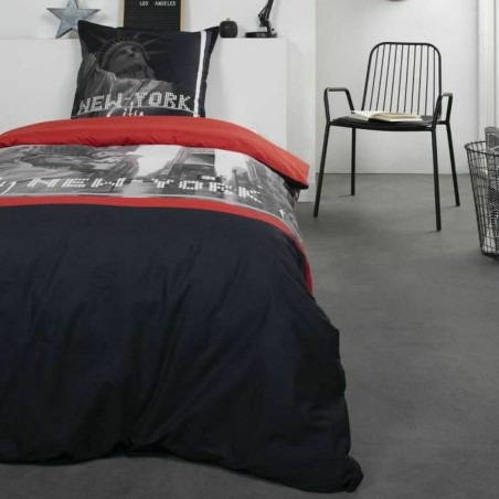 Set di Lenzuola TODAY Nero Rosso 140 x 200 cm