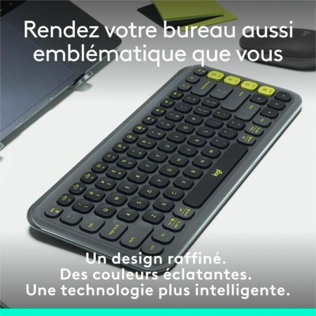 Tastiera Wireless Logitech Pop Icon Keys Grigio scuro AZERTY