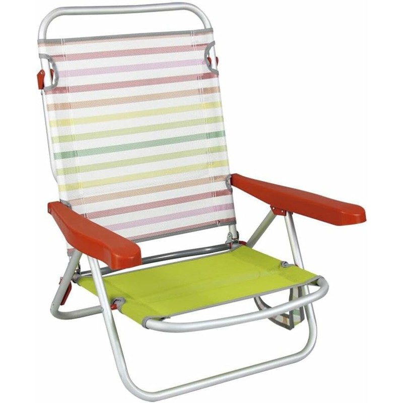 Sedia Pieghevole con Poggiatesta 80 x 65 x 45 cm Multiposizione A strisce Sedia Pieghevole con Poggiatesta 80 x 65 x 45 cm Multiposizione A strisce