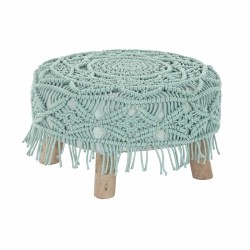 Poggiapiedi DKD Home Decor 53 x 53 x 31 cm Naturale Legno Marrone Verde 50 x 50 x 30 cm Macramé Boho