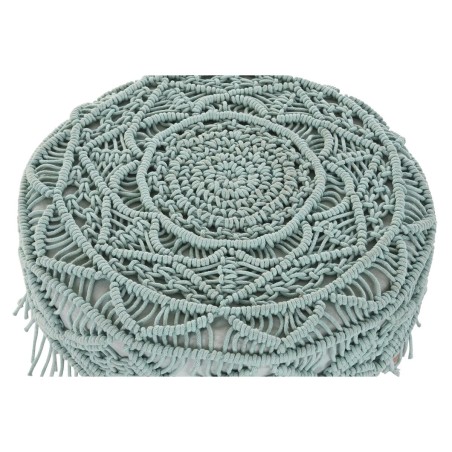 Poggiapiedi DKD Home Decor 53 x 53 x 31 cm Naturale Legno Marrone Verde 50 x 50 x 30 cm Macramé Boho