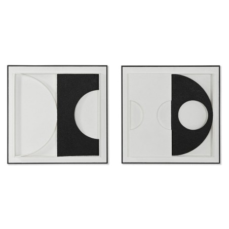 Quadro Home ESPRIT Bianco Nero Astratto Moderno 60 x 6,5 x 60 cm (2 Unità)