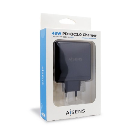 Caricabatterie USB da Parete Aisens PD 3.0 USB-C 48 W Nero