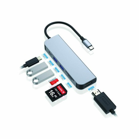 Hub USB Conceptronic 6 in 1 Grigio Alluminio