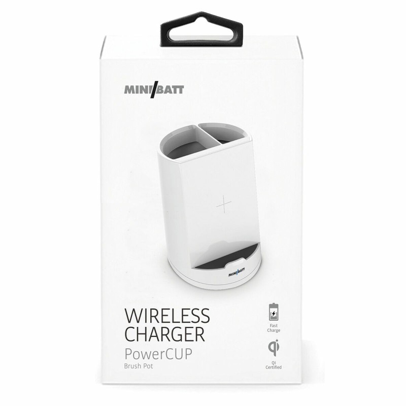 Caricabatterie senza fili con Supporto per Cellulari MiniBatt PowerCUP Portapenne Bianco Caricabatterie senza fili con Supporto per Cellulari MiniBatt PowerCUP Portapenne Bianco