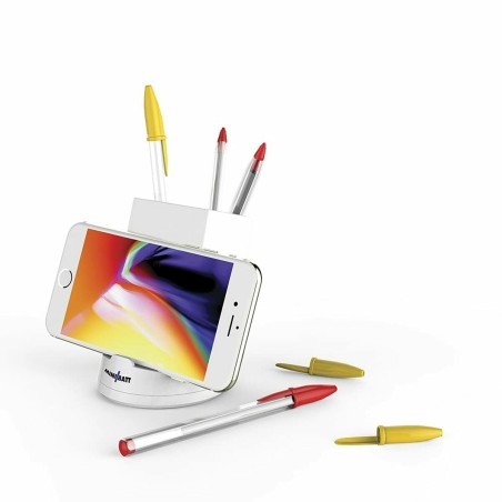 Caricabatterie senza fili con Supporto per Cellulari MiniBatt PowerCUP Portapenne Bianco