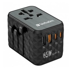 Adattatore universale Verbatim Nero Grigio 65 W