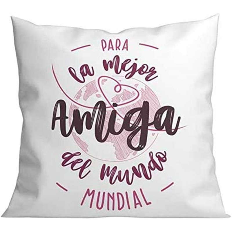 Cuscino Roymart PARA LA MEJOR AMIGA DEL MUNDO Bianco Rosa 40 x 40 cm Cuscino Roymart PARA LA MEJOR AMIGA DEL MUNDO Bianco Rosa 40 x 40 cm