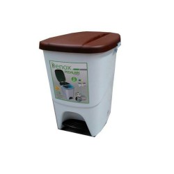Cestino a pedale Denox Bianco Marrone Rettangolare 25 L