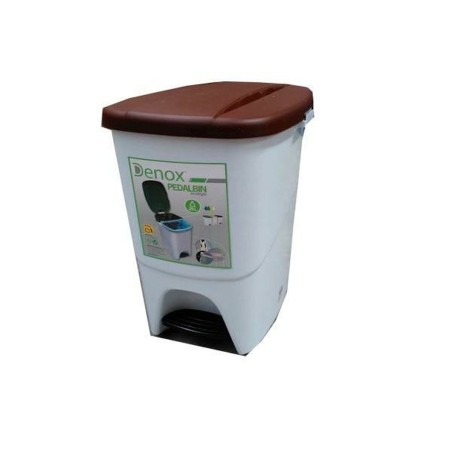 Cestino a pedale Denox Bianco Marrone Rettangolare 25 L