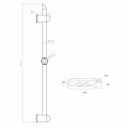 Asta doccia Rousseau Acciaio inossidabile 60 cm