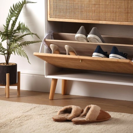 Scarpiera Versa Vega Rattan Legno di paulownia 25,5 x 106 x 70 cm