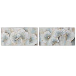 Quadro Home ESPRIT Azzurro Dorato Tela Legno MDF Tradizionale 120 x 3 x 60 cm (2 Unità)