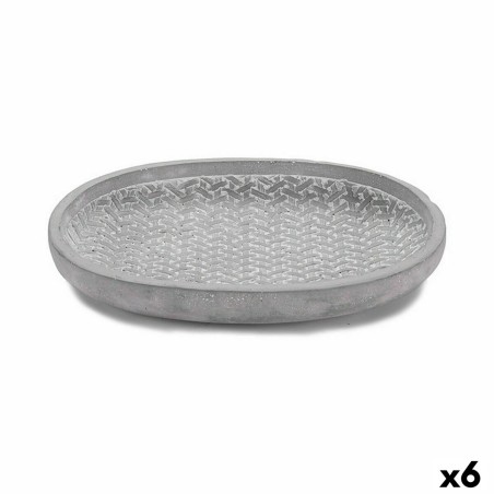 Piatto per Vaso Ibergarden 190060-2 Grigio Cemento Con rilievo 28 x 4 x 23 cm (6 Unità)