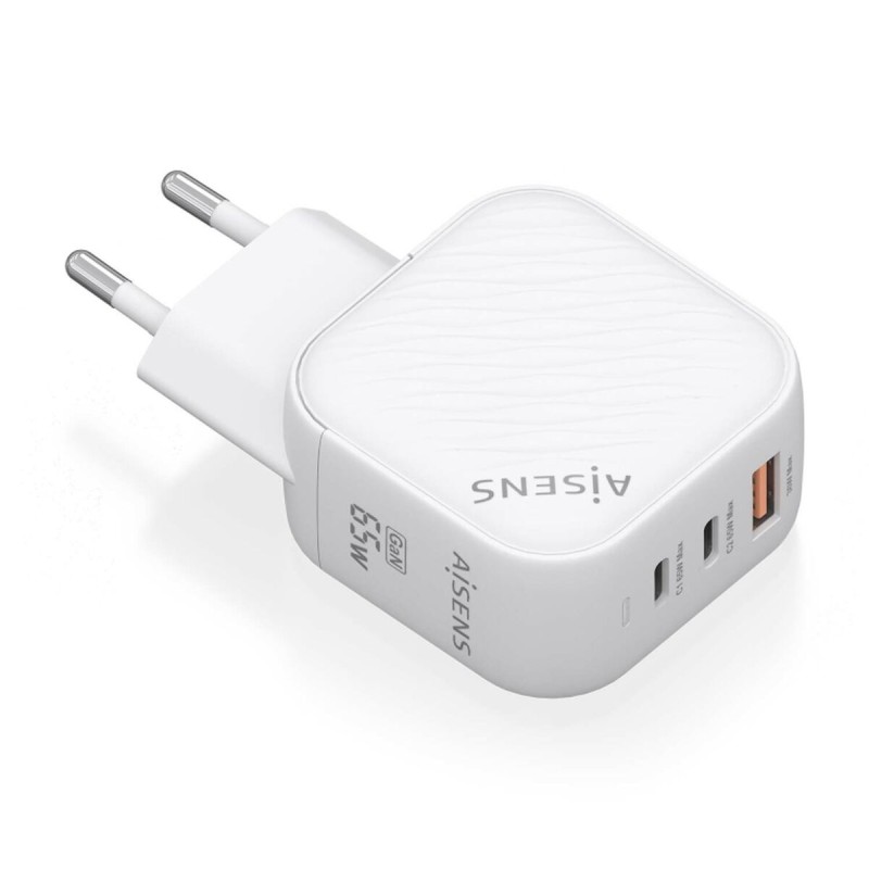 Caricabatterie da Parete Aisens ASCH-65W3P026-W Bianco Multicolore 65 W (1 Unità) Caricabatterie da Parete Aisens ASCH-65W3P026-W Bianco Multicolore 65 W (1 Unità)