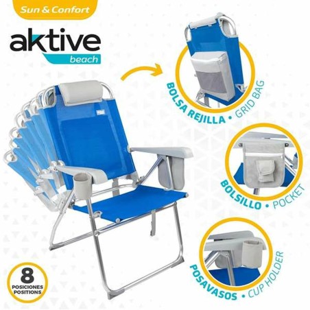 Sedia da Spiaggia Aktive Azzurro 47 x 63 x 99 cm Spiaggia