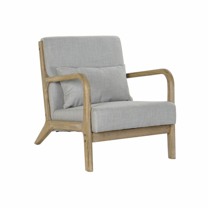 Poltrona DKD Home Decor Grigio Poliestere Lino Legno d'albero della gomma (65 x 83 x 74 cm) Poltrona DKD Home Decor Grigio Poliestere Lino Legno d'albero della gomma (65 x 83 x 74 cm)