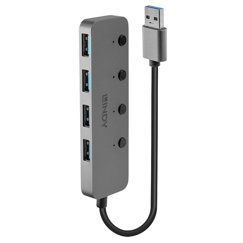 Hub USB LINDY Nero Grigio (1 Unità) Hub USB LINDY Nero Grigio (1 Unità)