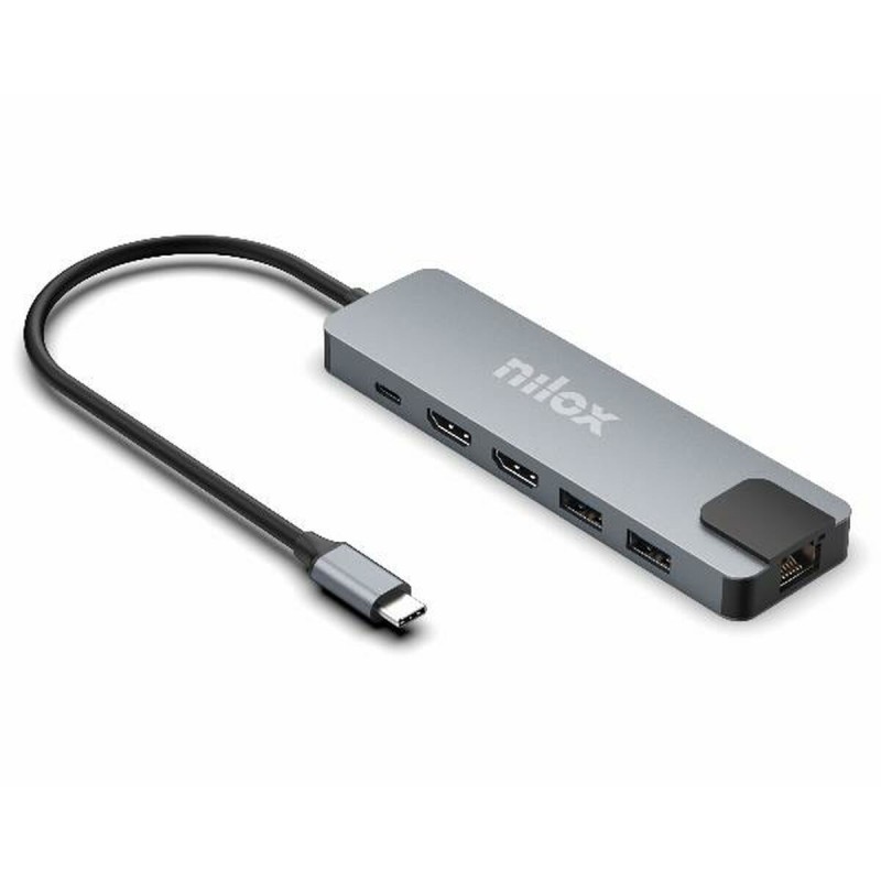 Hub USB Nilox NXDSUSBC08 Grigio Hub USB Nilox NXDSUSBC08 Grigio