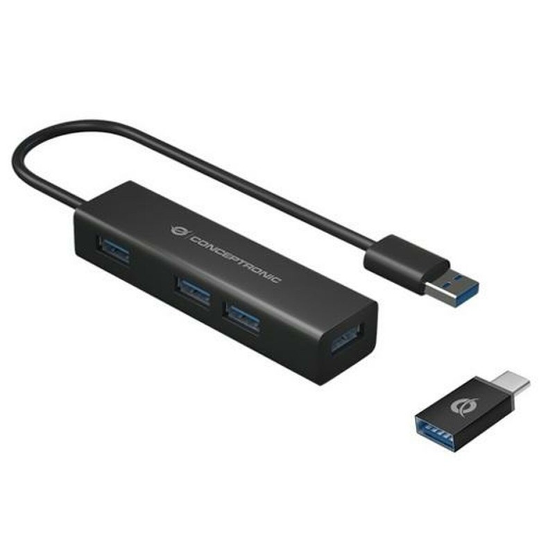 Hub USB Conceptronic HUBBIES06B Nero (1 Unità) Hub USB Conceptronic HUBBIES06B Nero (1 Unità)
