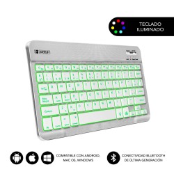 Tastiera Bluetooth con Supporto per Tablet Subblim SUB-KBT-SMBL30 Argento Qwerty in Spagnolo QWERTY