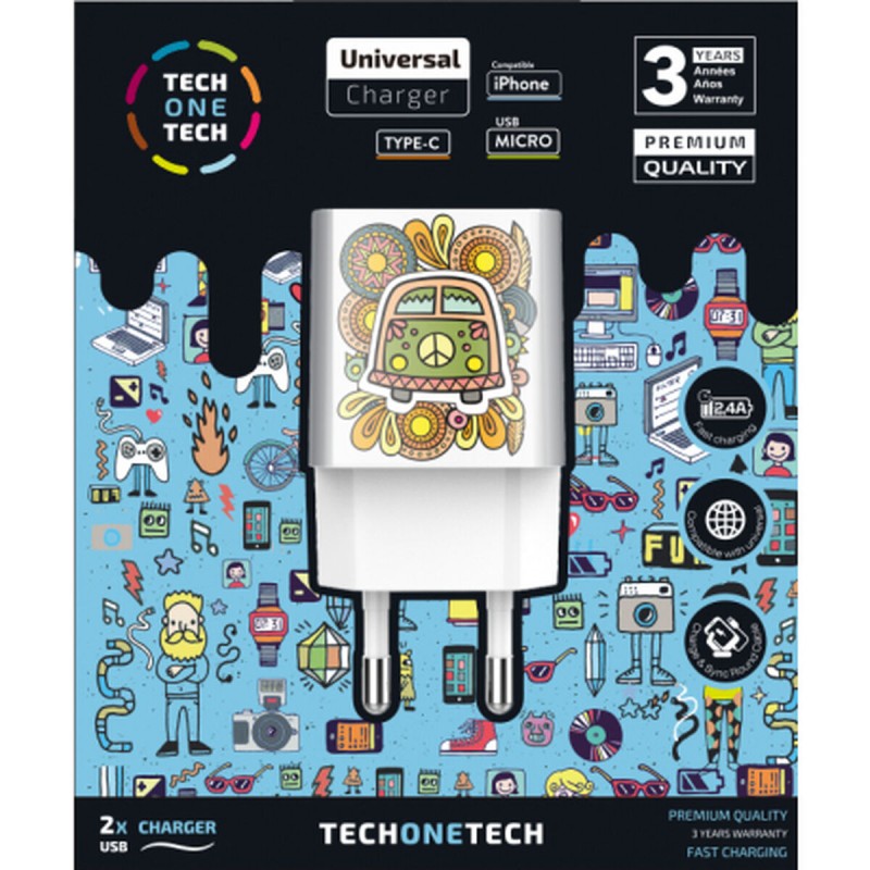 Caricabatterie da Parete Tech One Tech TEC2503 Bianco