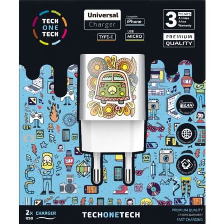 Caricabatterie da Parete Tech One Tech TEC2503 Bianco