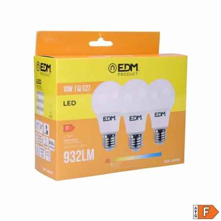 Confezione da 3 lampadine LED EDM 98206 F 60 W 10 W 68 W E27 810 Lm 932 Lm Ø 6 x 10,8 cm (3200 K)