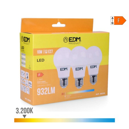Confezione da 3 lampadine LED EDM 98206 F 60 W 10 W 68 W E27 810 Lm 932 Lm Ø 6 x 10,8 cm (3200 K)