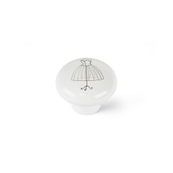 Pomo Rei e817 Bianco Porcellana Illustrato Ø 40 x 32 mm 4 Pezzi