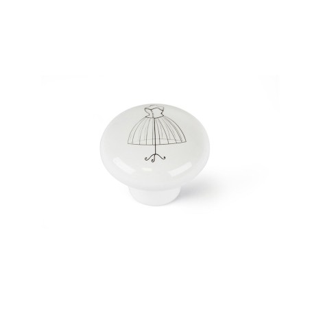 Pomo Rei e817 Bianco Porcellana Illustrato Ø 40 x 32 mm 4 Pezzi