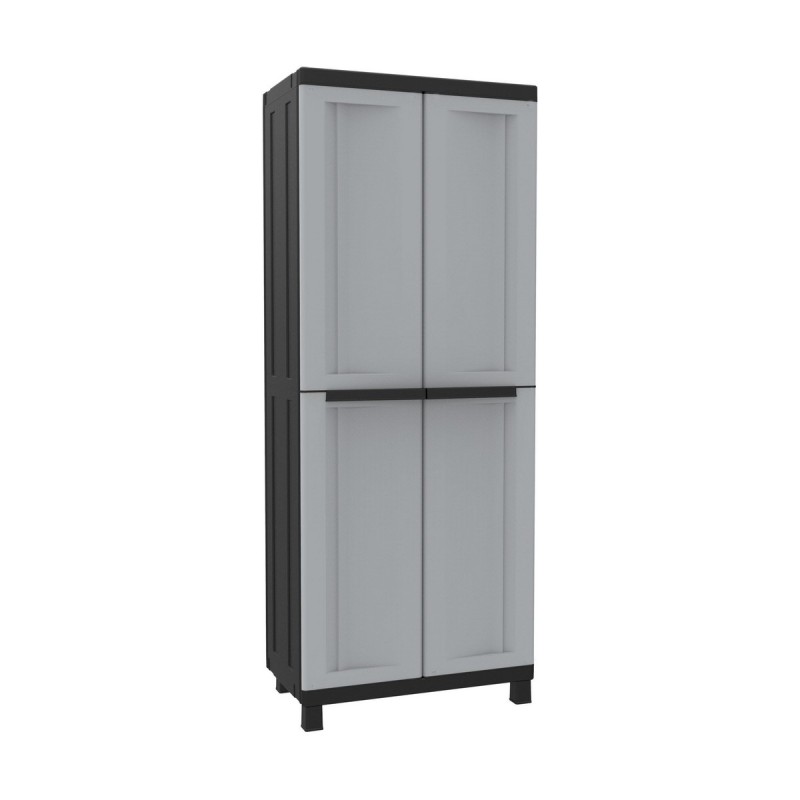 Armadio guardaroba Terry Nero/Grigio Resina Plastica 68 X 39 X 170 CM Armadio guardaroba Terry Nero/Grigio Resina Plastica 68 X 39 X 170 CM